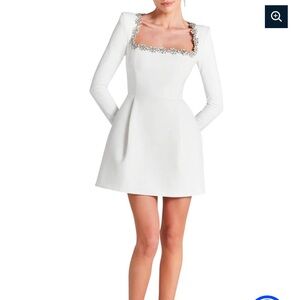 Camila blanco White Mini Dress with Silver Embellishments
